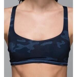 Lululemon Free To Be Bra Heathered Texture Lotus Camo Oil Slick Blue Size 10 EUC